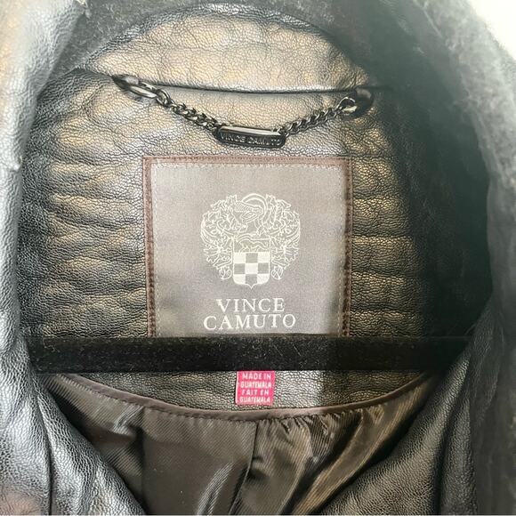 Vince Camuto Faux Leather Trim Wool Blend Boucle Coat Size XL - Picture 5 of 16